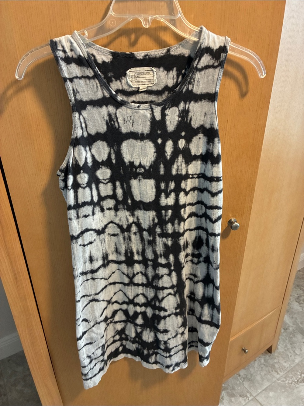 Current/Elliott Black and White Tie-Dye Tank Dress
